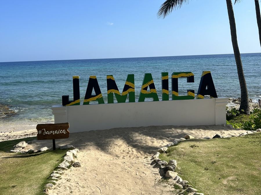 The JAMAICA sign on the beach at Hyatt Zilara Rose Hall, Montego Bay